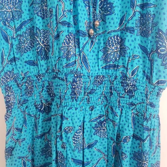 Destination 365 Womens Maxi Dress SM Flutter Sleeves Tie Neck CottageCore Blue - Picture 4 of 12